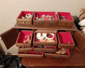 Jewelry Cabinet and Contents