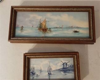 2 Framed Painted Tiles