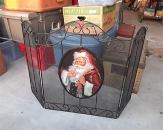 Fireplace Screen with Santa
