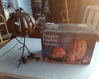 Halloween Decor - Metal Pumpkin is Lighted