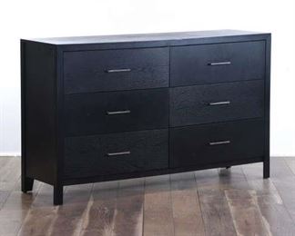 6-Drawer Sectioned Long Dresser With Dark Finish