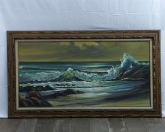 Elegant Oil Sea Painting In Long Frame