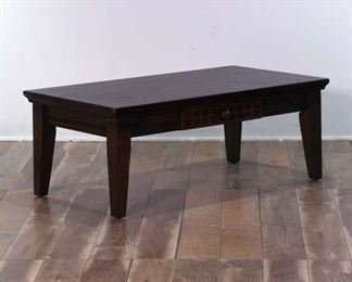 Dark Finish Coffee Table With Pull-Out Drawer