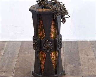 Iron And Floral Pattern Hanging Lamp With Unique Chain