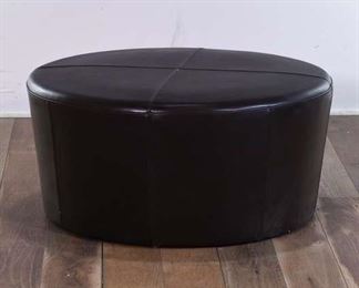 Stylish Round Ottoman With Faux Leather Fabric