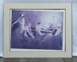 Art Deco Women Musician Print In Violet , Louis Icart