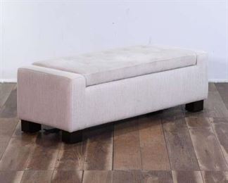 Elegant Bench With White Upholstery And Storage