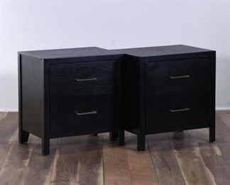 Black Nightstand With Striated Finish, Pair Of 2