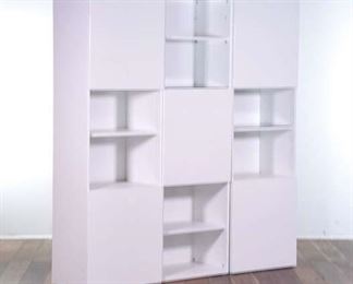 White Geometric Two-Part Cabinet 