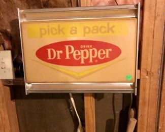 Lighted Dr. pepper sign