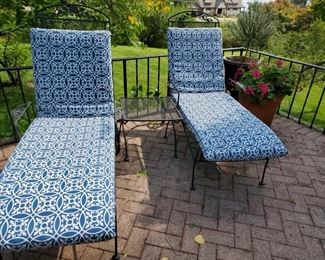 wrought-iron chase lounges, Woodard?  Matching table and 4 chairs 