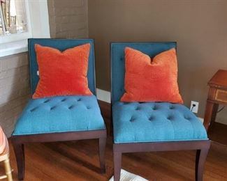 Modern armless turquoise  chairs 