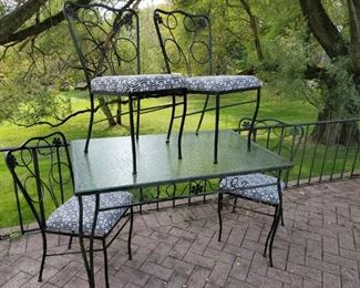 Patio Table and 4 Chairs,  Woodard? Matching chase lounges 
