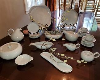 Russell Wright pottery,  mid century modern dishes, soft gray