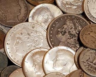 US Coin Collection Morgan Silver Dollars/ Washington Quarters/ Kennedy 1/2s