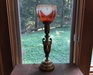 Unique antique Art Deco Brass lamp with Marble Base 