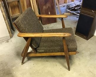 Custom Made Danish Modern Style Wood Cushioned Arm Chair