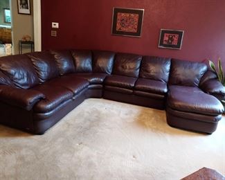 003 Italian Leather Sectional w Chaise