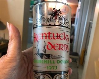 Large group of Kentucky derby glasses 50 years and up