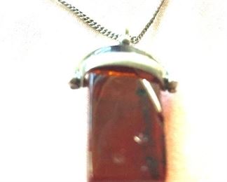 Amber sterling pendant