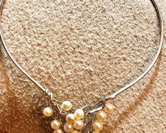 Handmade sterling and cultured pearl necklace c 1960’s