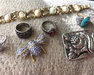 Interesting group of sterling , handmade, and vintage jewelry