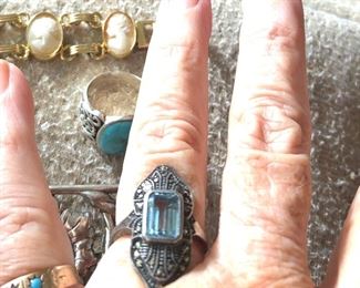 Vintage blue topaz and sterling ring