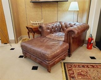 Leather chair & ottoman