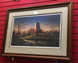 Terry Redlin "Above The Fruited Plain" 1990. This print is #143 of 2900 signed and dated it measures 14" x 28" frame to frame it's 29" x 40 & 1/2. Very Nice!