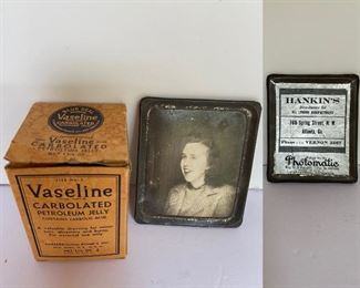 Vintage Vaseline Carbolated Petroleum Jelly in original box
Antique Tin Photograph Photomatic by Hankin’s