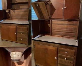 Antique Hoosier Enamel Top with original Flour Box