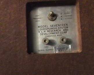 Two Solid Vintage Model 17 Seventeen KLH Speakers !
