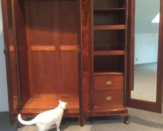 Beautiful Antique Cherry Wood Two Door Armoire Wardrobe   