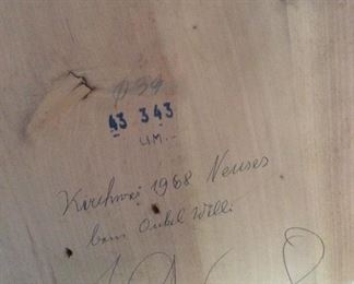 Back: 1968 Elk Circular Wood Frame Art 