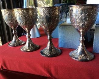 Beautiful Cheswick  Antique EP Silver Chalice's (Lot of 4)