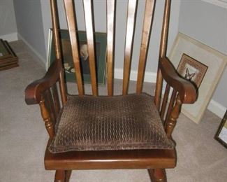 Early American Rocker with Brown Cushion