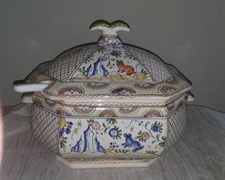 Handpainted Porcelain Tureen From Yugoslavia
