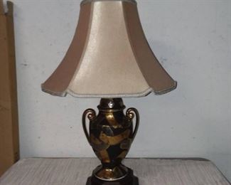 Gold Silver Embossed Urn Style Table Lamp with Shade
