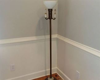 Vintage Floor Lamp with Marble Base and 3 Arm Candelabra