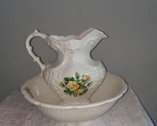 Vintage Ironstone Pitcher and Wash Basin Bowl