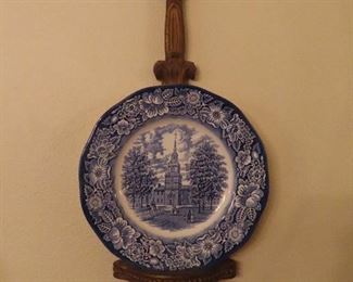 Blue Willow Plate with Wall Holder