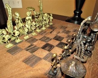 Hand made African metal chess set
