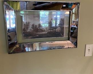 vintage beveled glass mirror picture