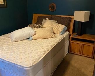 Queen Bed with headboard two side tables and chest of drawers