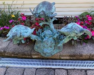 LEONARDO ROSSI BRONZE SEA TURTLE SCULPTURE/FOUNTAIN