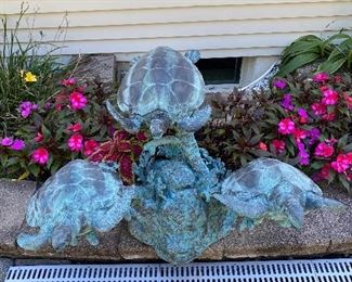 LEONARDO ROSSI BRONZE SEA TURTLE SCULPTURE/FOUNTAIN