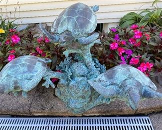 LEONARDO ROSSI BRONZE SEA TURTLE SCULPTURE/FOUNTAIN