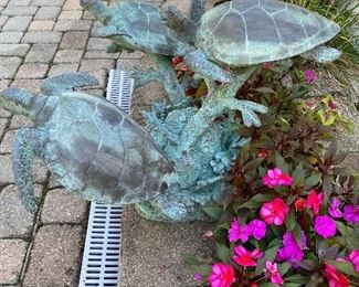 LEONARDO ROSSI BRONZE SEA TURTLE SCULPTURE/FOUNTAIN