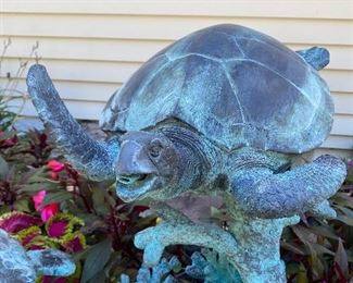 LEONARDO ROSSI BRONZE SEA TURTLE SCULPTURE/FOUNTAIN