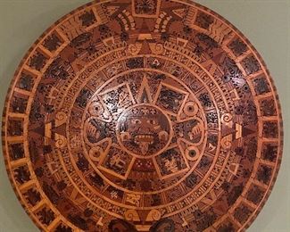 HANDMADE AZTEC CALENDAR USING TROPICAL FINE WOODS